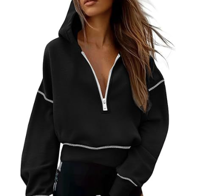 Gold zip hooded sweatshirts for women