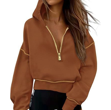 Gold zip hooded sweatshirts for women
